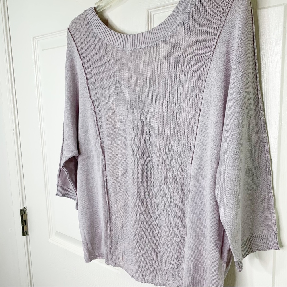 LA Made 3/4 Sleeve Deep V Tie Back Knit Top - Picture 3 of 8